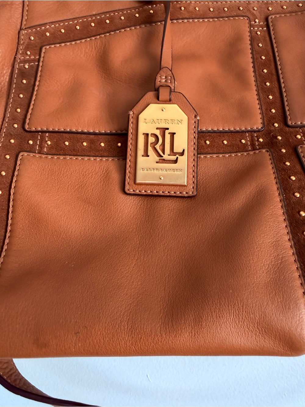Ralph Lauren Cognac Leather Satchel with Gold Hardware - Picture 2 of 9
